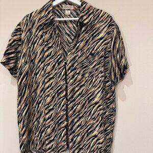 Vintage OPC Fashions Animal Print Button-Down Blouse Size M